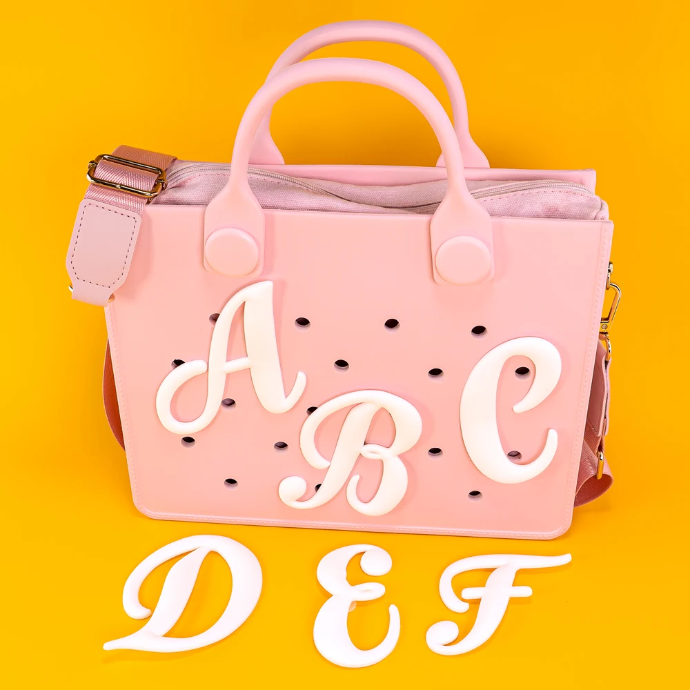 1PCS White 26 Letters Bag Charms Accessories fit Women Fashion Tote Beach Travel Handbag Decoration Cute Designer Character