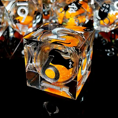 7-Piece Resin DnD Dice Set, Orange Sand Flow Polyhedral Dice for Dungeons and Dragons, RPG Tabletop Games
