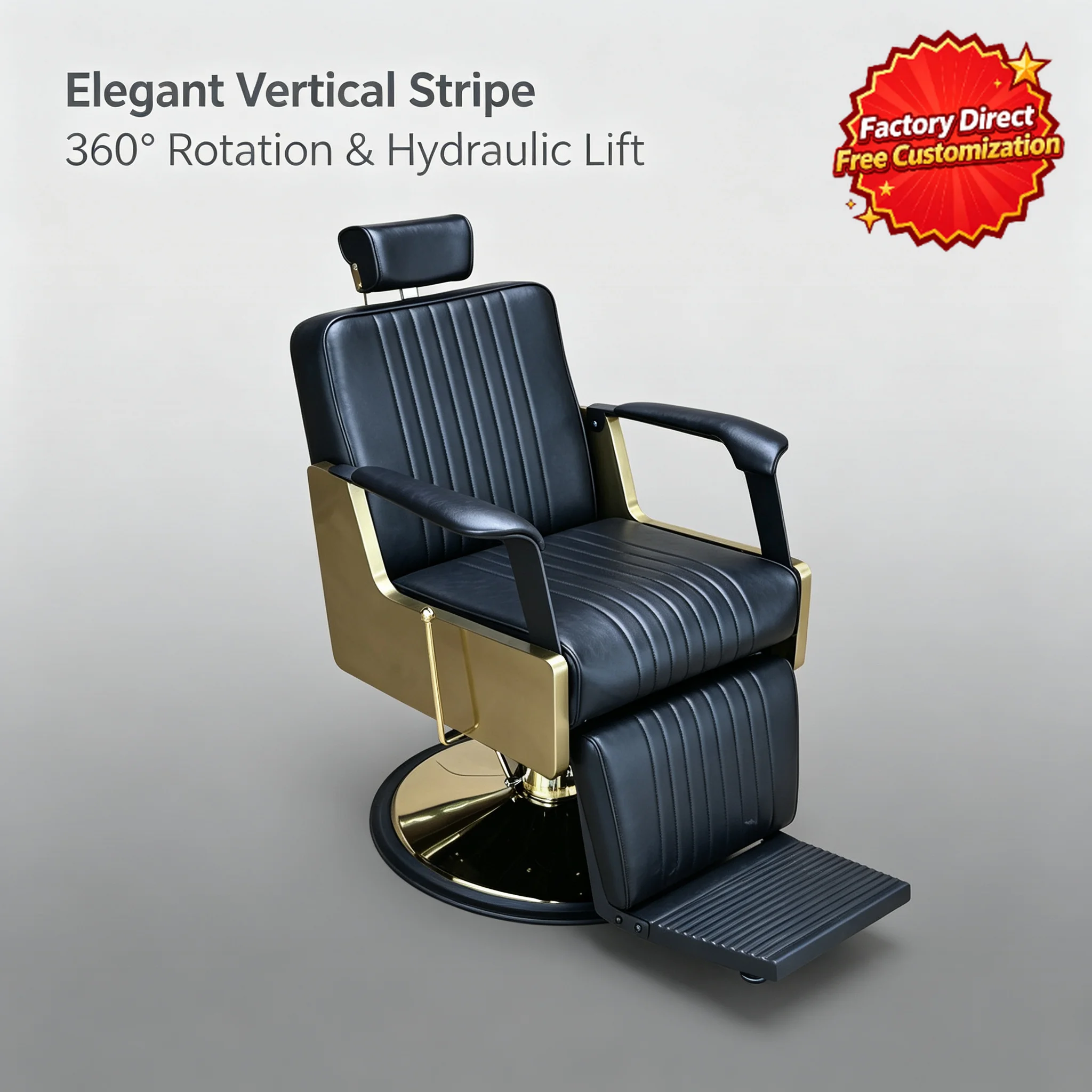 Professional Hydraulic Barber Chair 360° Rotatable Reclining Salon Chair for Hair Cutting Styling Beauty Salon Furniture
