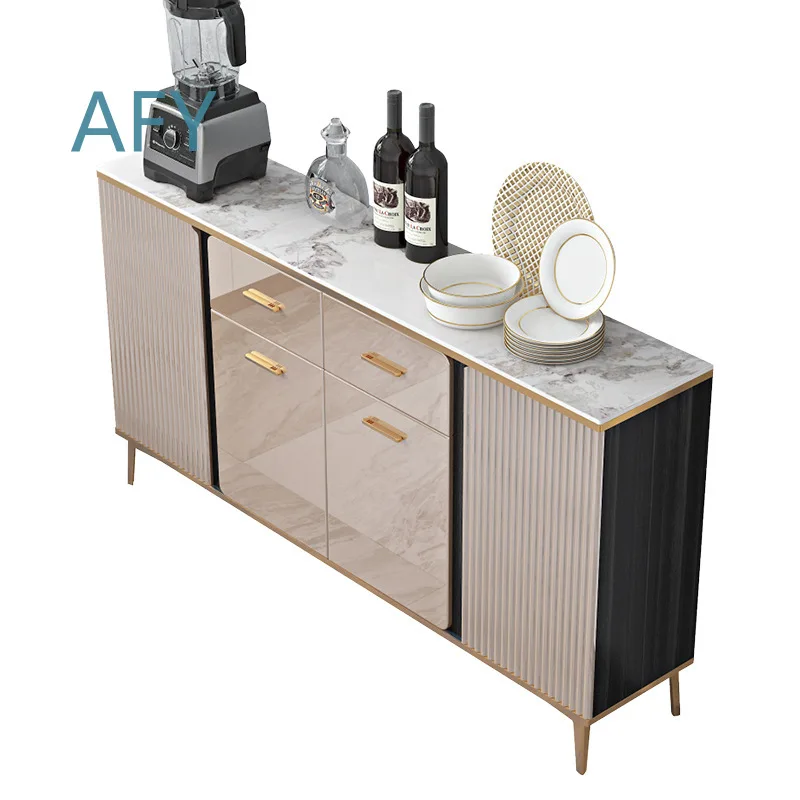 Ultra-Thin Side Cabinet for Modern Kitchen Living Room Storage Wall Mounted Light Luxury Home Organizer Bowl Holder