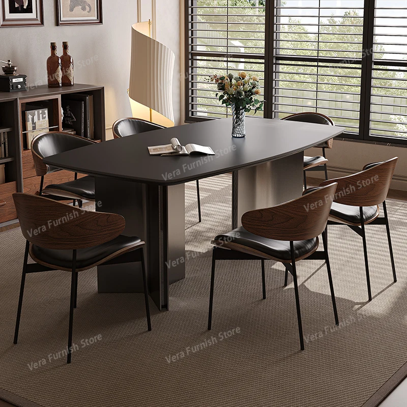

Modern Simple Rock Slab Dining Table American Solid Wood High-end Dining Room Table Italian Minimalist Home Furniture FYDT