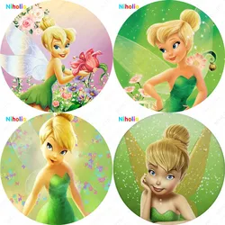 Tinker Bell Princess Background Girl Birthday Party Backdrops Round Shape Green Decorations Children's Decoration Wall Wedding