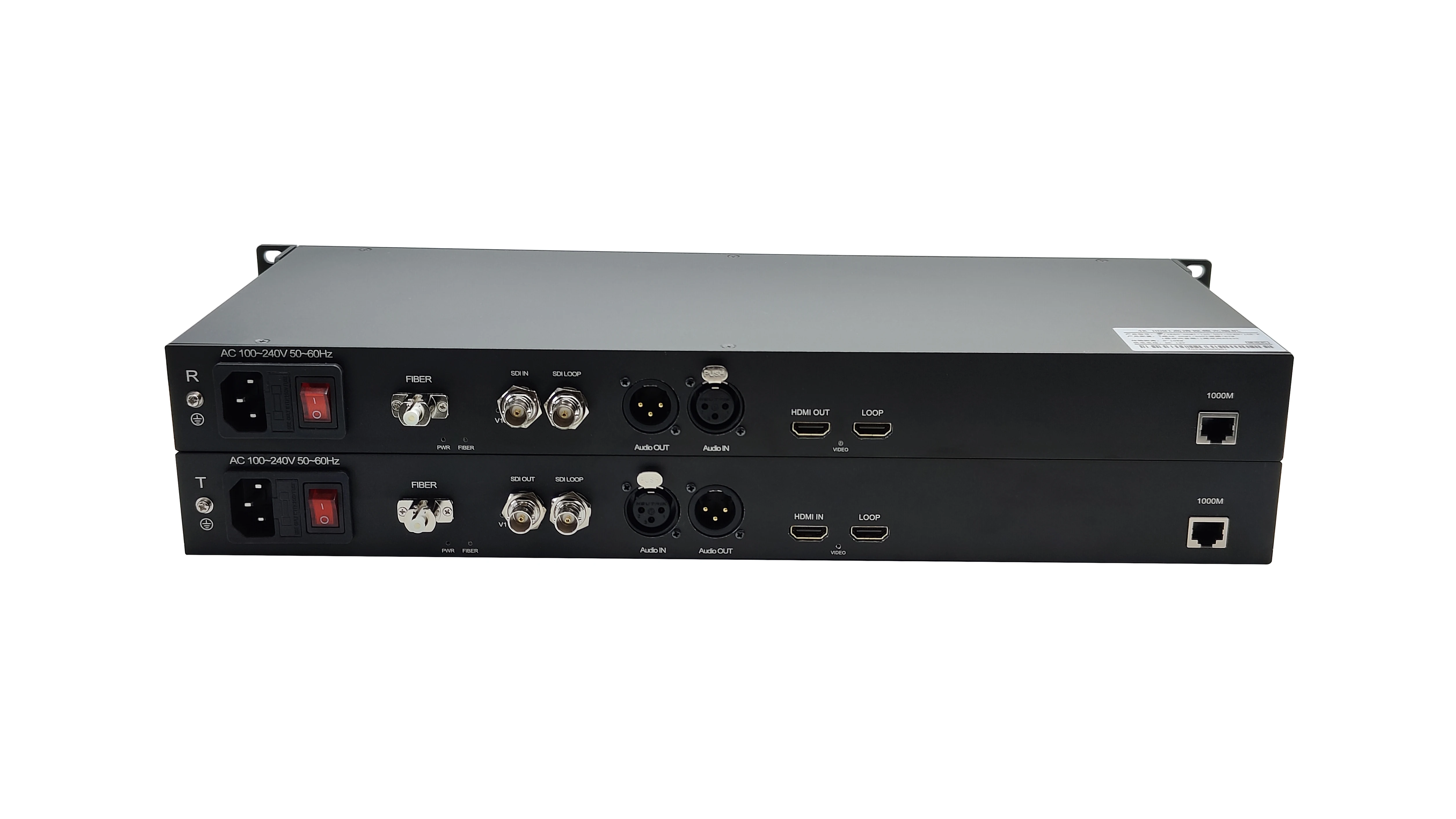 HO-LINK 12G-SDI Video/XLR Audio to Fiber Optic Transceiver with LC Connector and Loop Out 3-Year Warranty