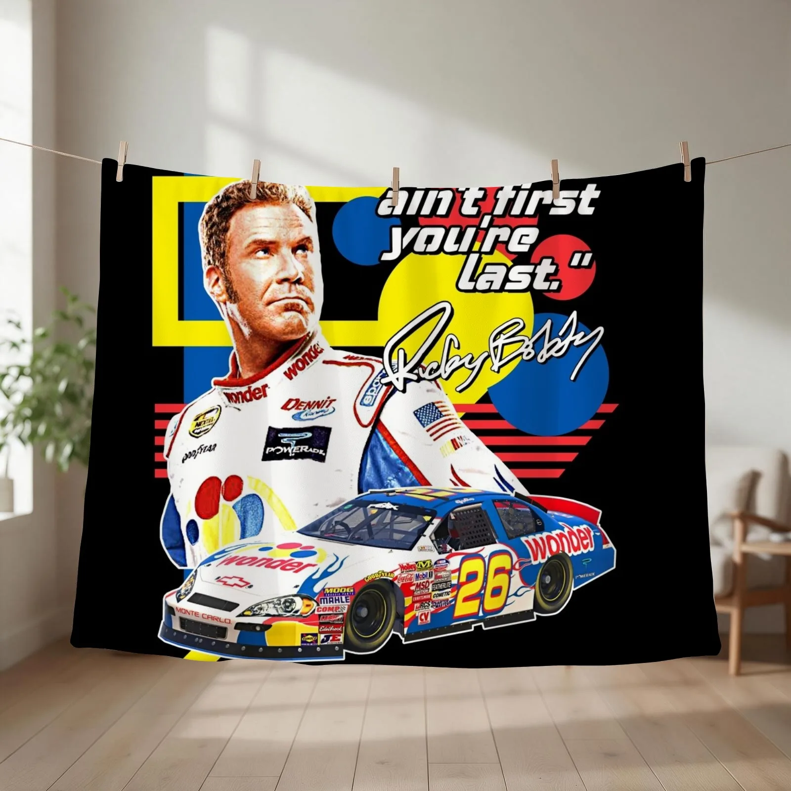 Ricky Bobby // If You Ain't First You're Last Racing Design Throw Blanket couch cozy soft plush fuzzy picnic outdoor blanket