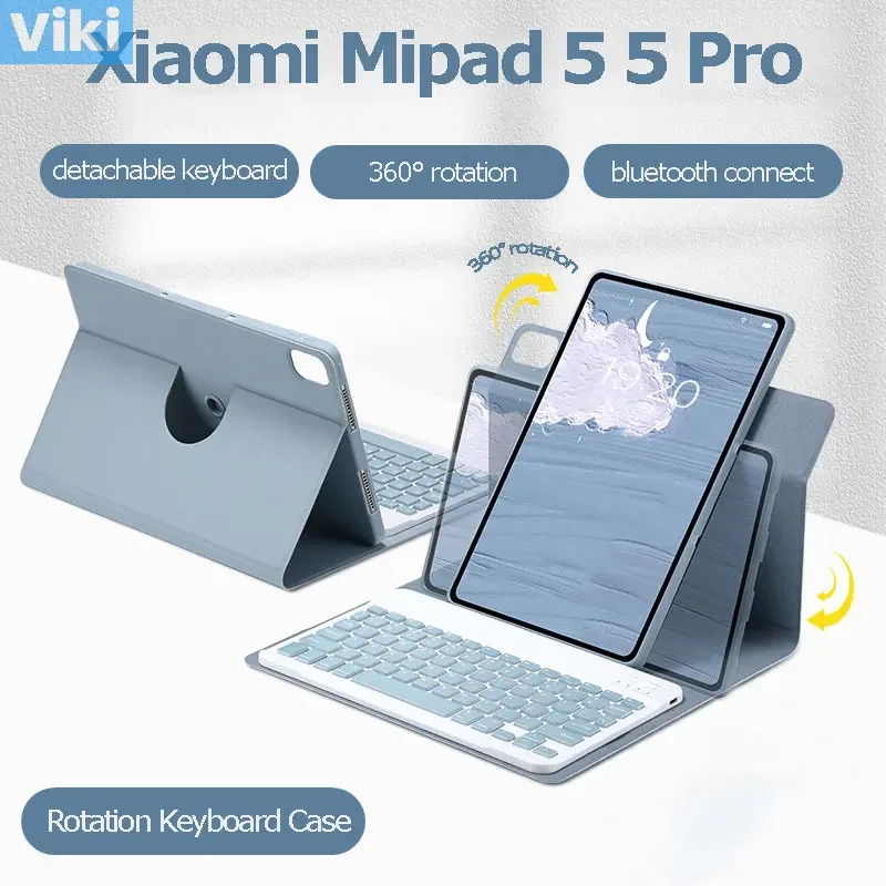 Rotation Keyboard Case for Xiaomi Mipad 5 11 inch for Mi Pad 5 Pro Magnetic Cover Stand Case with Keyboard Russian Spanish