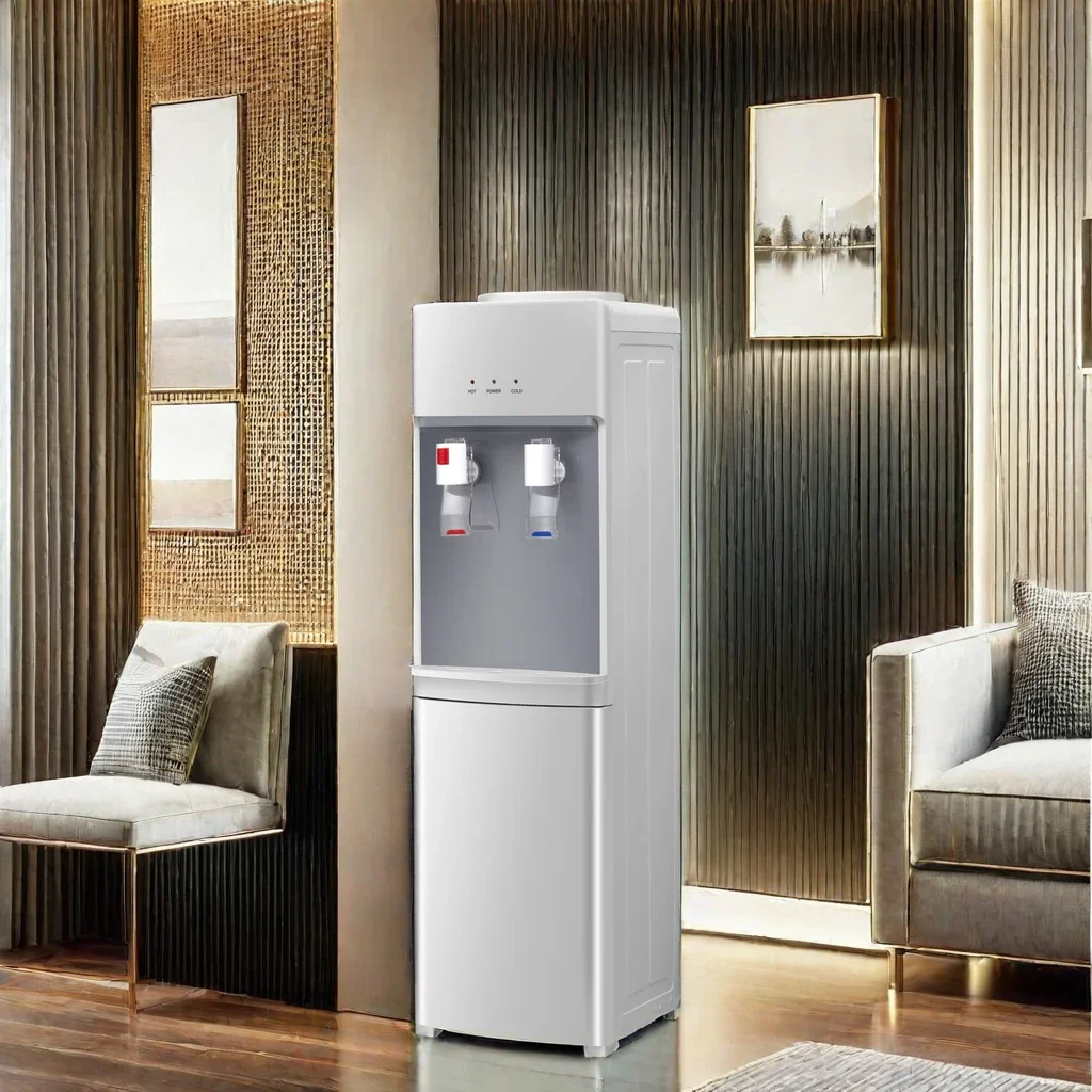 موزع مبرد مياه كهربائي عالي الجودة للأطفال، نظام تنقية RO/UF بارد ساخن، سطح مكتب بلاستيكي معتمد من CB منزلي