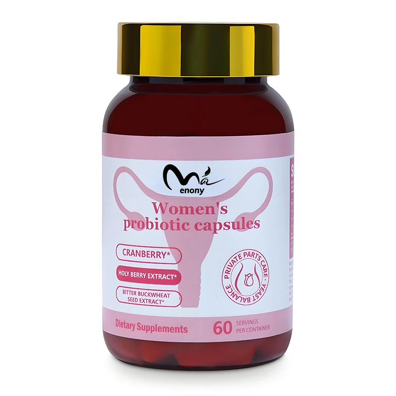 Female private probiotics for intestinal health, containing prebiotics and digestive enzymes with pH balance in 60 capsules