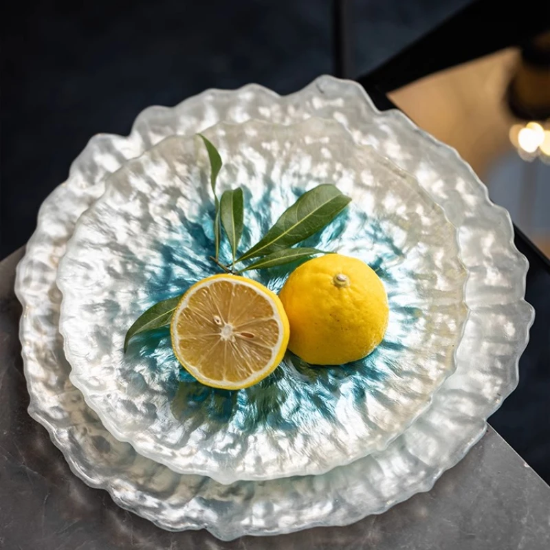 

Стеклянная нерегулярная тарелка для салата, ресторанная десертная тарелка, тарелка для закусок, тарелки для макарон, ресторанная молекулярная кухня, креативная посуда