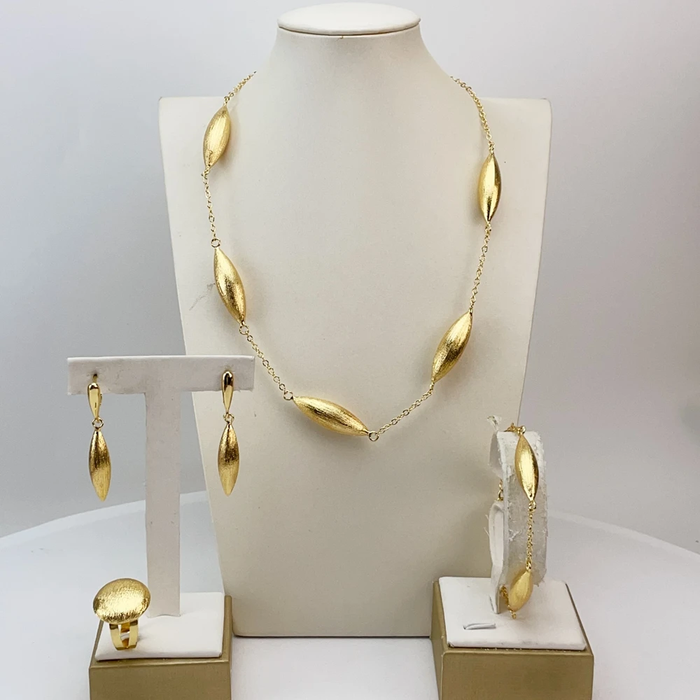 New Fashion Trendy Women Jewelry Set Brazilian Gold-Plated African Wedding Bridal Necklace Gifts FHK29810