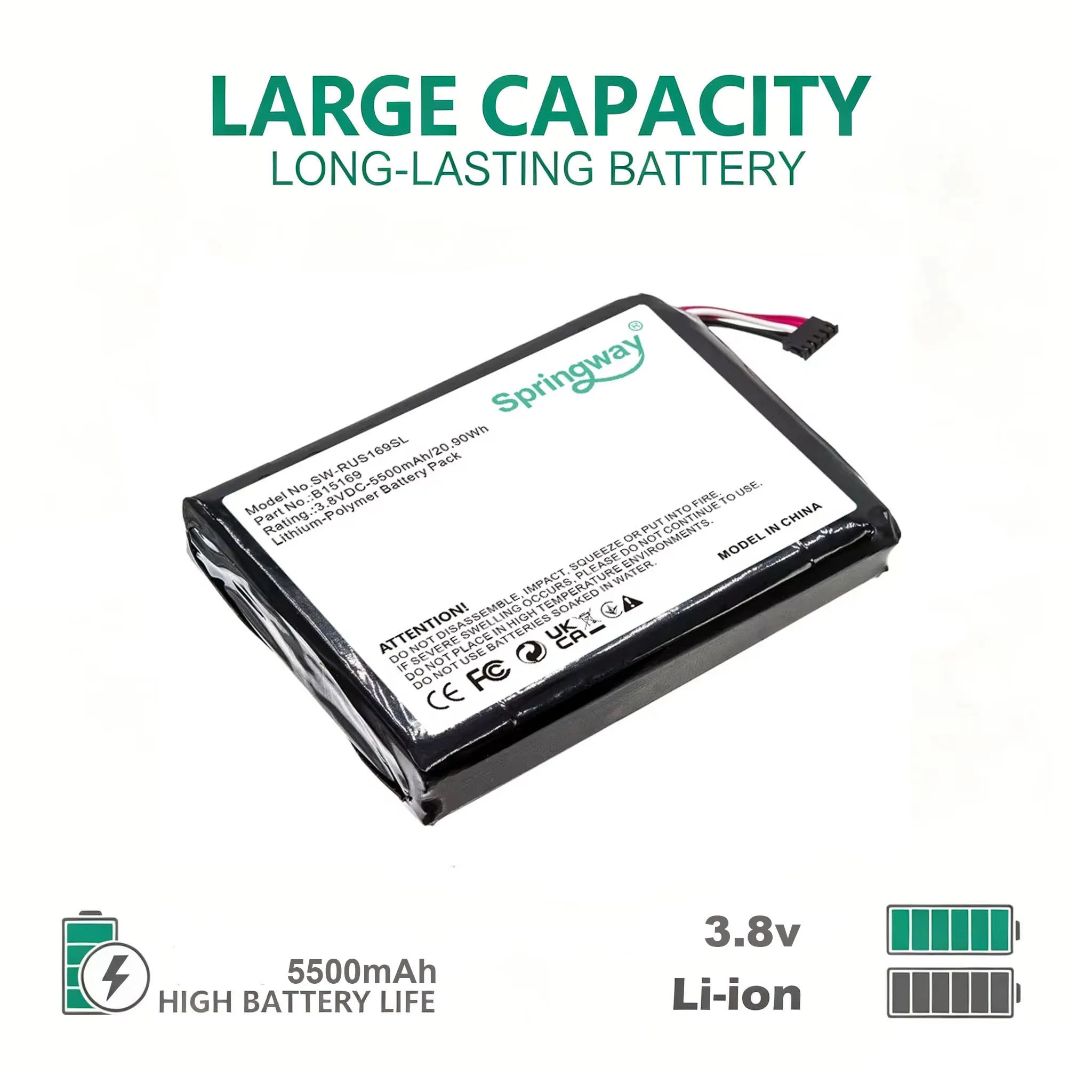 B15169 Battery For Ring 1st Electronic Entrance Guard Doorbell 5-wire Plug 5500mAh