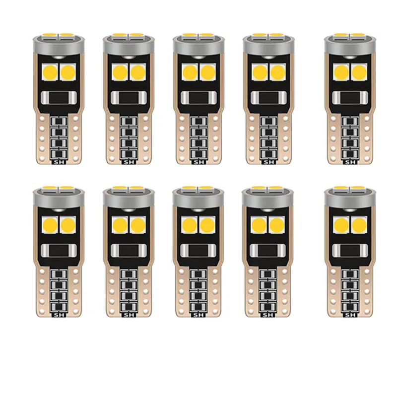 10pcs T10 LED W5W Bulb 194 168 501 6SMD 3030 LED Car Interior Light for Car Dome Map Door Courtesy License Plate Lights