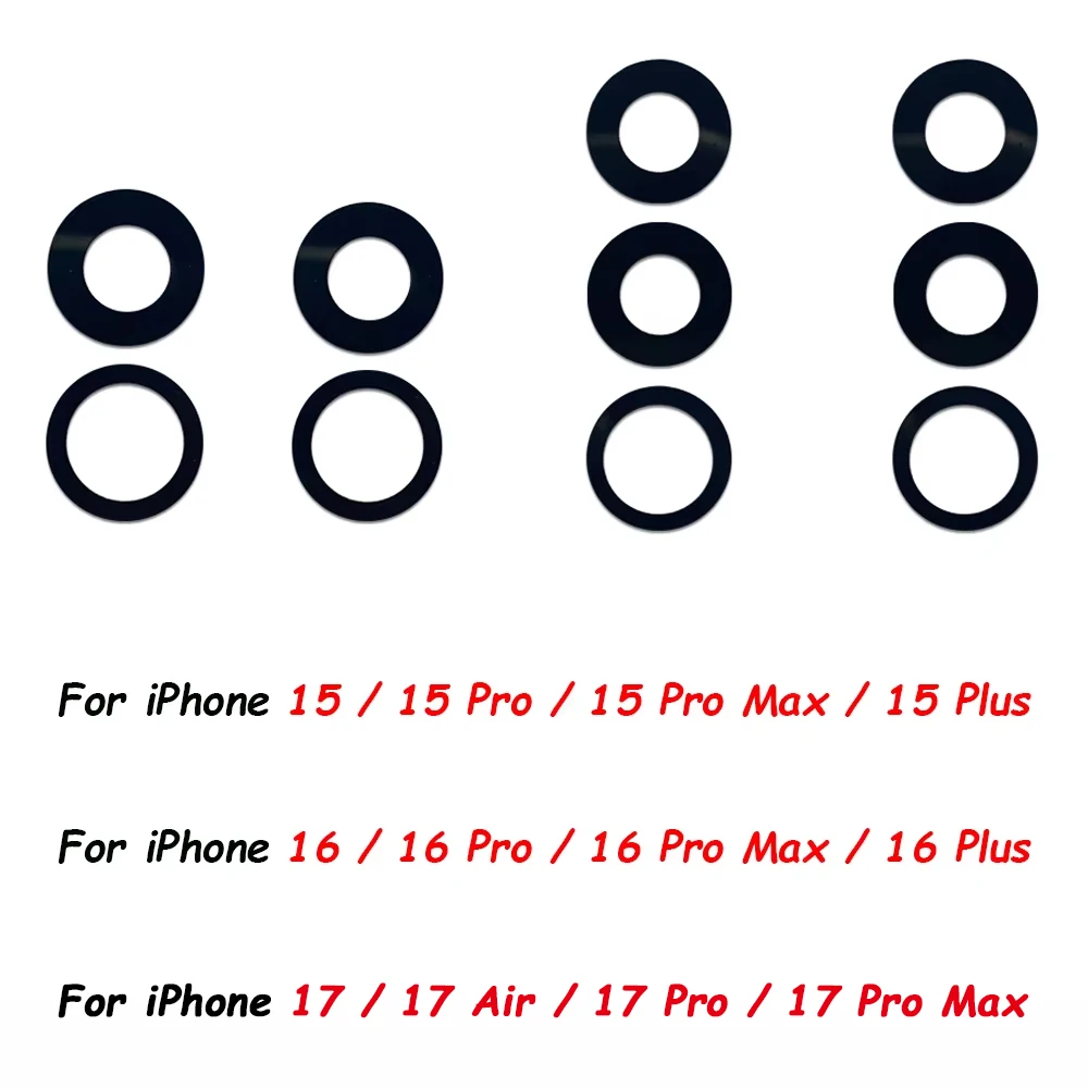 NEW Replacement Camera Glass Lens For IPhone 15 Plus 16 17 Pro Max 16e 17 Air Back Rear Camera Glass Lens With Ahesive Sticker