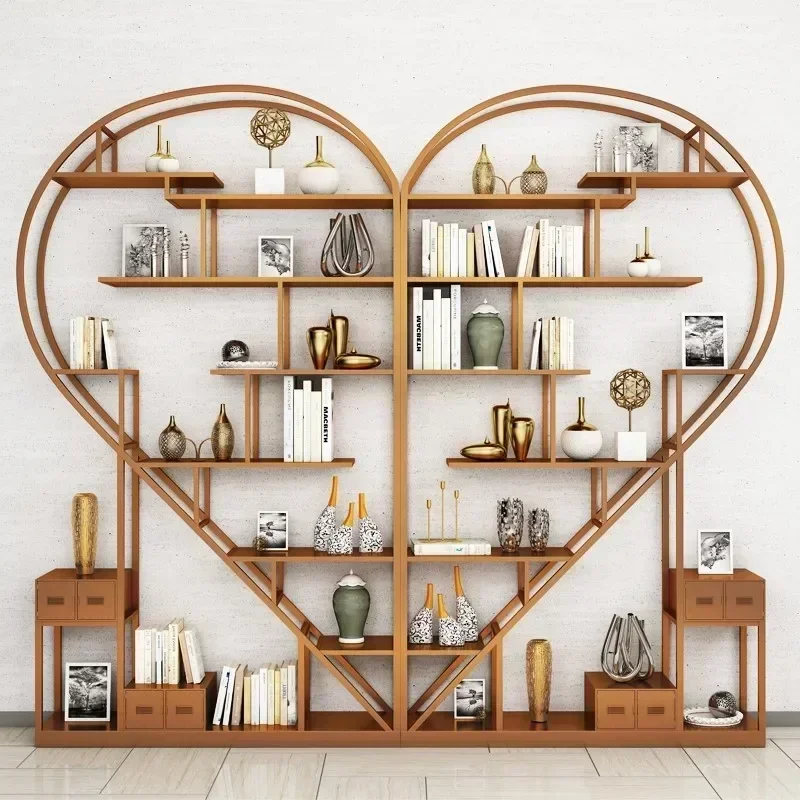 Beauty Salon Heart-shaped Shelves, Bookshelves, Floor-to-ceiling Simple Partitions, Office Art, Bogu Display Shelves