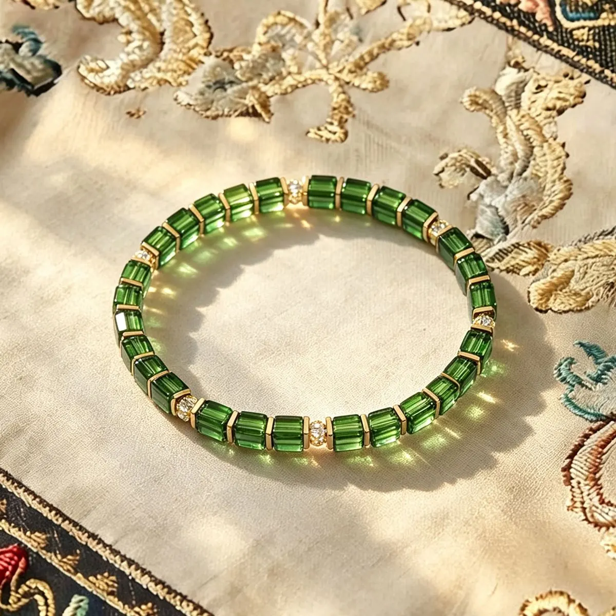 1pc Minimally styled green spinel bead bracelet, symbolizing happiness and vitality, perfect as a gift for both men and women
