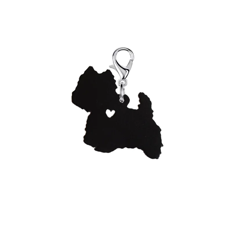 

white terrier Black dog Key chain with 11mm plating lobster clasp effect Fashion jewelry Keychains accessories for women