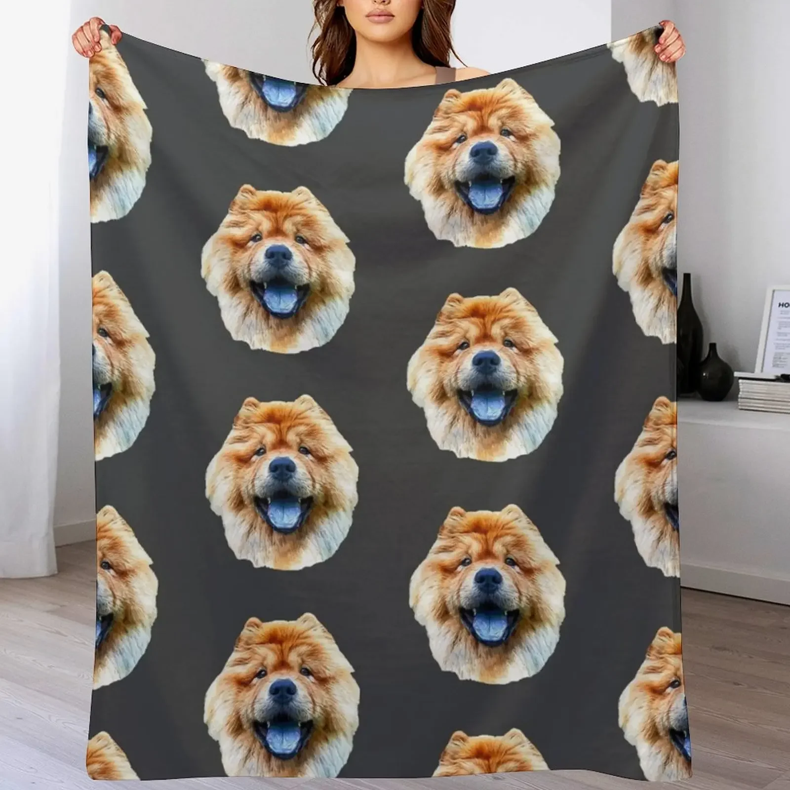 

Chow Chow Dog Head Art Throw Blanket christmas decoration Summer Beddings Soft Large Blankets