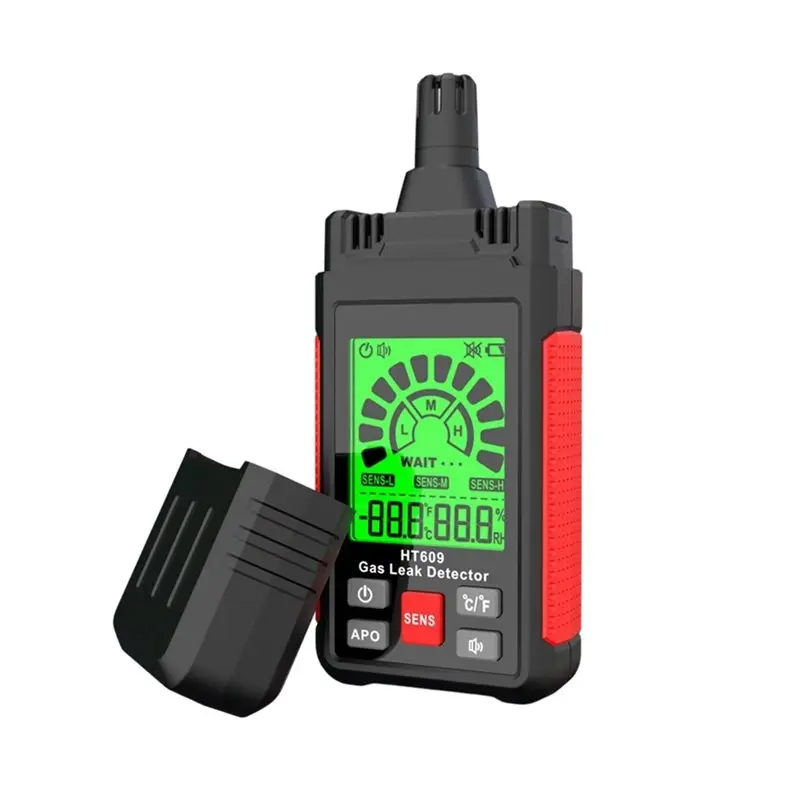 ALIM-Gas Leak Detector Combustible Gas Detector With Audible Visual Alarm Tricolor Backlight LCD Display Gas Sniffer