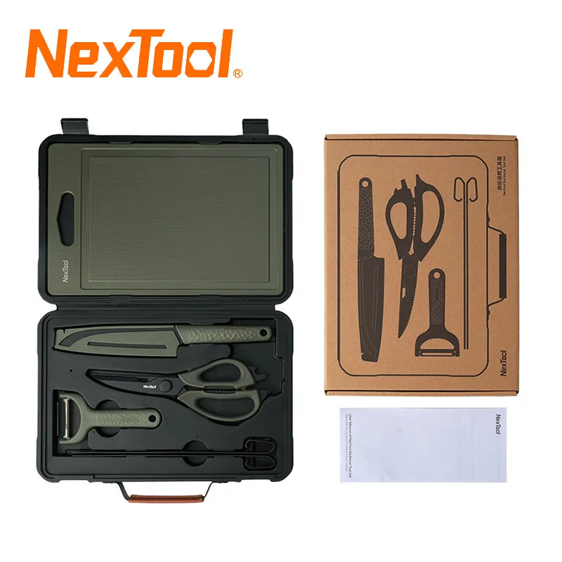 Nextool 바베큐 도구 세트, 피크닉 나이프 도마, 다기능 가위, 휴대용 책상, 바베큐 야외 캠핑 운반 케이스