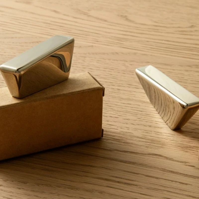 Solid Brass Original Trapezoid Furniture Handles Silver Bar Pulls High-end Drawer Door Knobs with Round Ball Dresser Handles