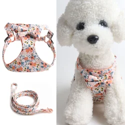 Dog Harness Leash Set Flowers Bowknot for Small Medium Large Dog Cat Bulldog Adjustable Vest Harness Pet Supplies Accessories