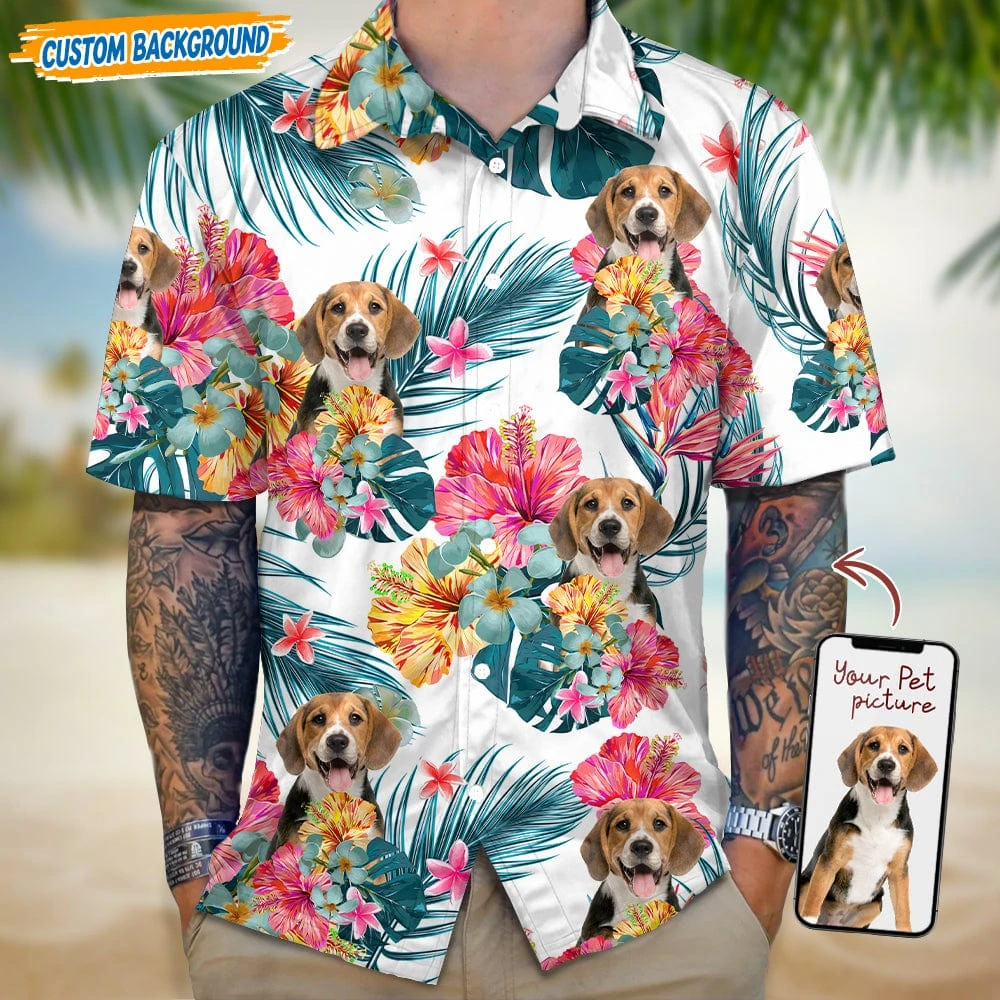 DIY Custom Pet Cat Face Hawaiian Shirt Support Custom Cat Print Short Sleeve Shirts Loose Summer Party Family Matching Pet Lover