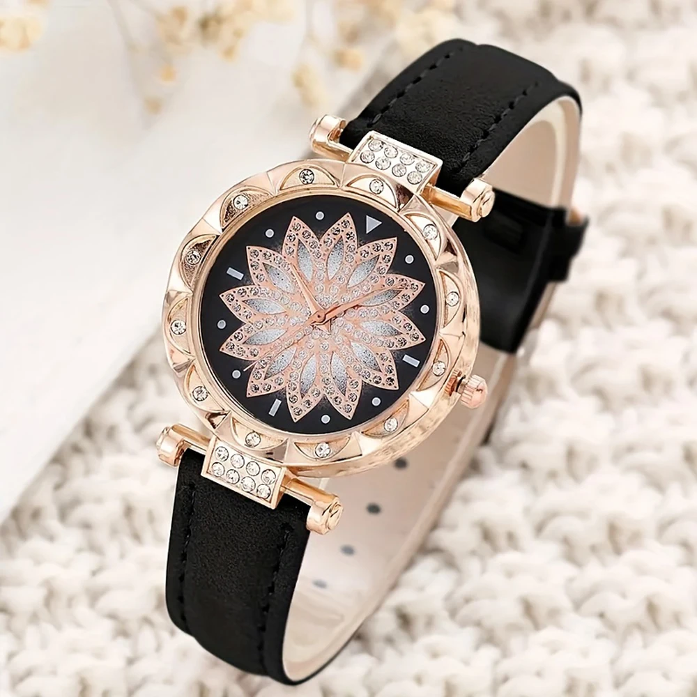 New 5pcs Set Watches Women Leather Band Ladies Watch Simple Casual Women\'s Analog WristWatch Bracelet Gift Montre Femme Relogio