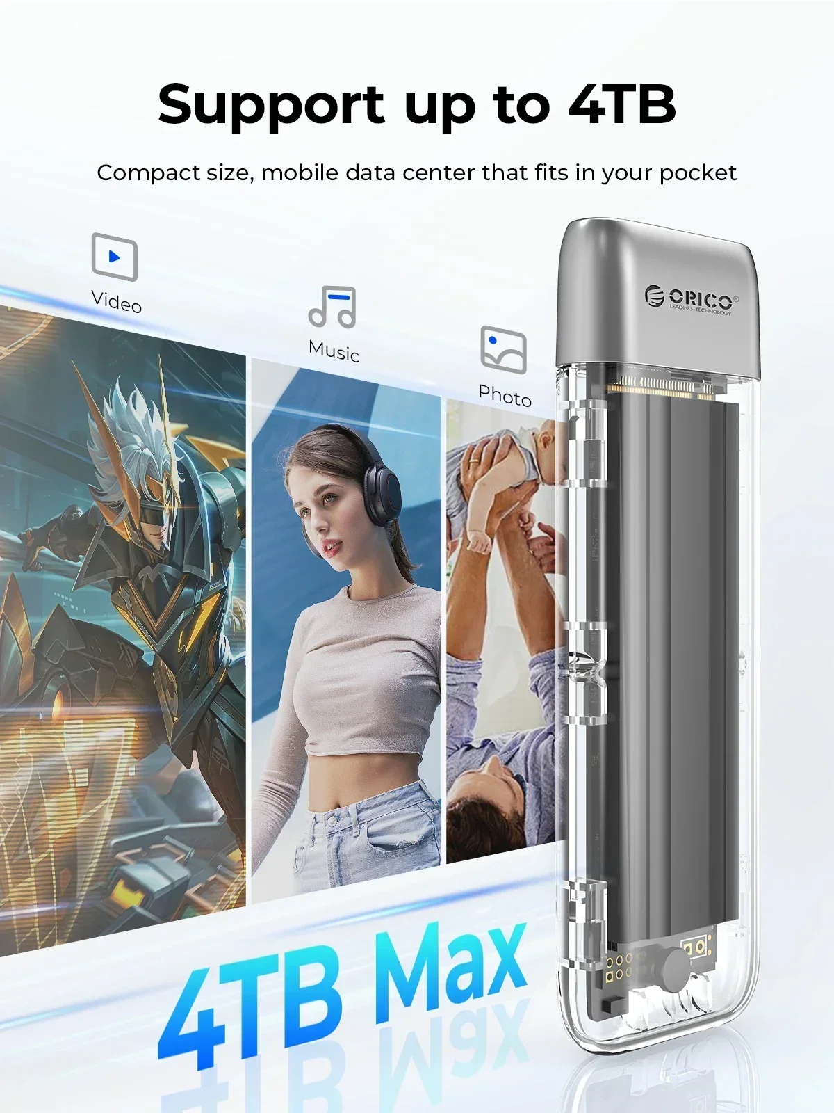 ORICO Extemal Harde Schijf Case M.2 NVME SATA SSD Behuizing Zinklegering Tool Gratis 10Gbps Type C Externe Adapter Draagbare SSD Case