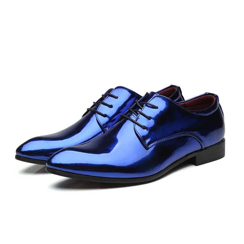 Men Leather Shoes Trend Pointed Toe new Fashion Bright casual Business Shoes Casual Wedding Shoes Big size 46 47 48