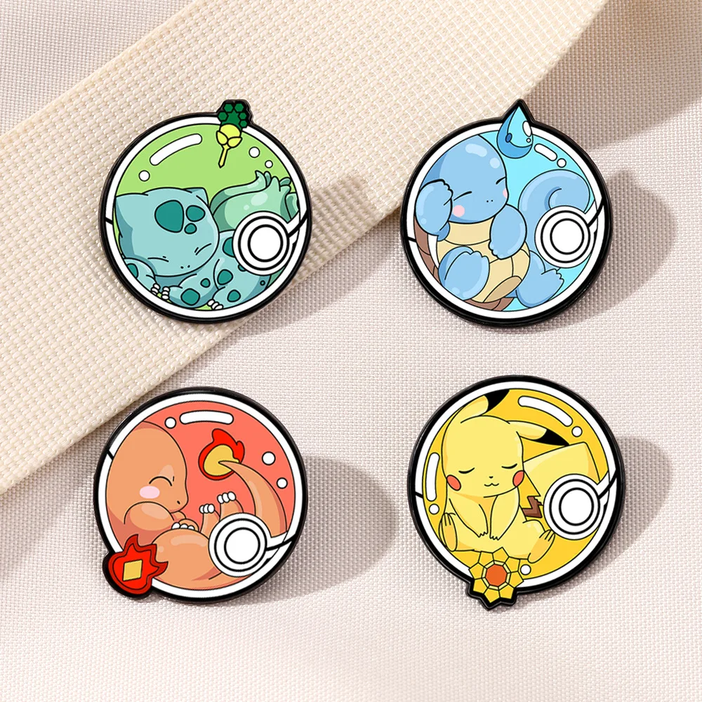 NEW HOT 4pcs cartoon Pokemon Cute Anime Monster Enamel Pin Pokémon Anime Badg Badge on Backpack Costume Accessories Friends Gift view 3