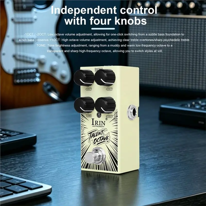 ABLB-IRIN Guitar Accessories TALENTOCTAVE Electric Guitar Single Effect Pedal 2 Low 1 High Octave Guitar Effect Pedal Yellow
