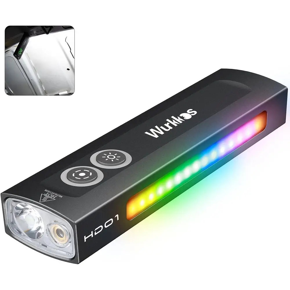 

HD01 Lat EDC Flashlight with RGB Light and Green Light, 1200 Lumens Rechargeable EDC Flashlight, Triple Light Sources Key Lights
