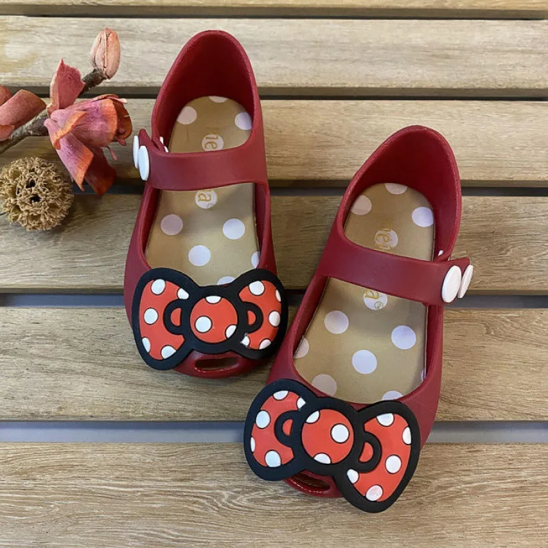 Kids'Casual Shoes Sandals Solid Color PVC Summer Flat Shoes For Girls Breathable Anti-slip Beach shoes Black Red Size 21-31