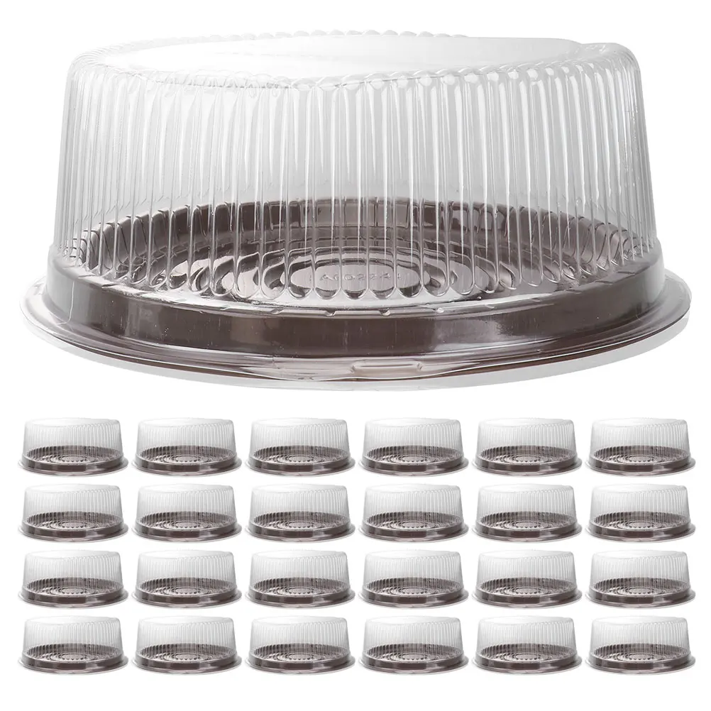 

25Pcs Cake Container Carrier with Clear Lids Small Light Design Long Time Use Plastic Cake Containers Carrier with Lids
