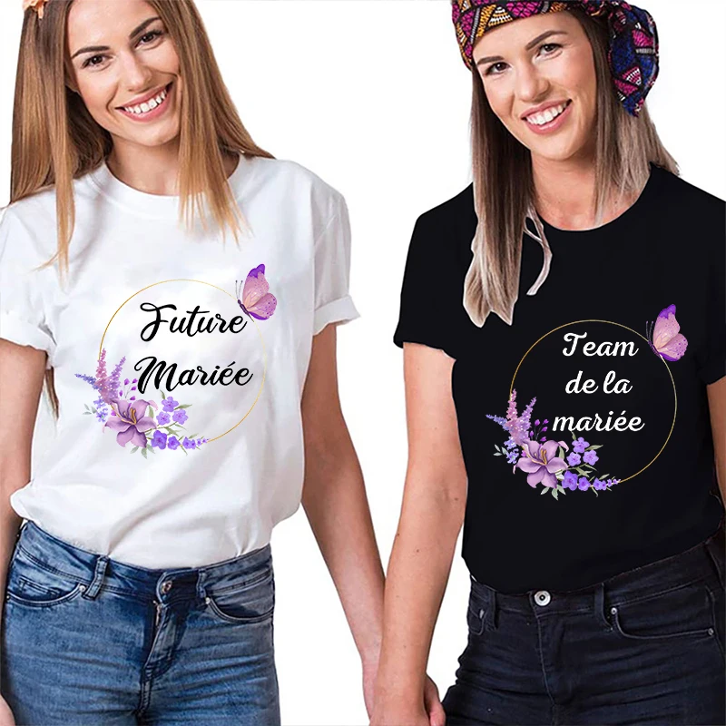 Team Evjf Future Bride T-Shirt Girls Bachelorette Hen Party Tops French Bridal Shower Tees Engagement Wedding Women Clothing