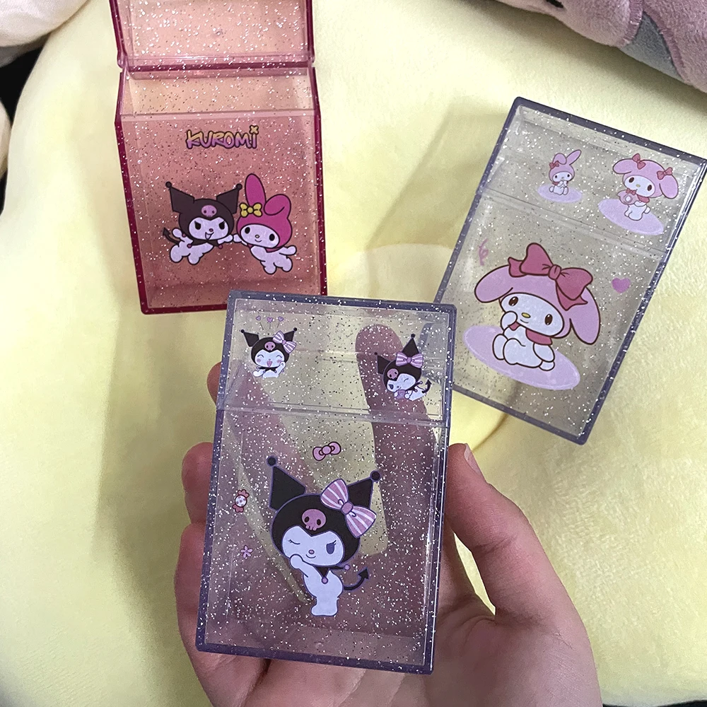 Cute Cartoon Smokebox Sliding Cover Transparent Plastic Cigarette Box Smoking Accessories Compression Resistance