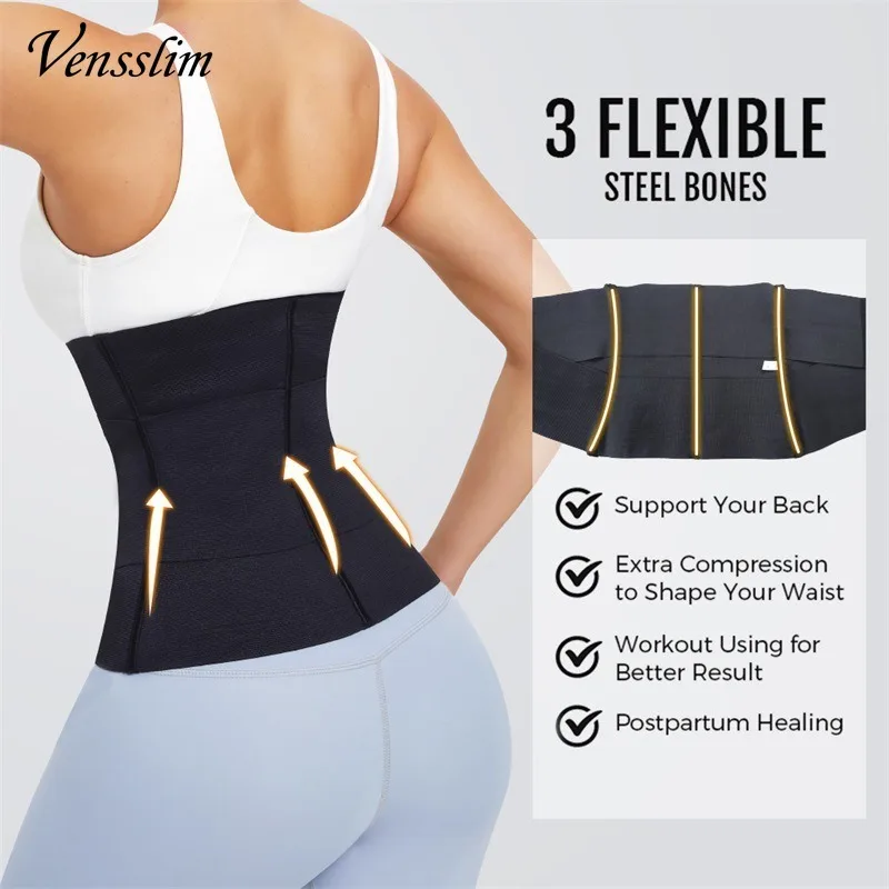 Vensslim Waist Trainer Women Corset Body Shaper Binders Belly Wrap Tummy Control Slimming Belt Weight Loss Sheath Modeling Strap