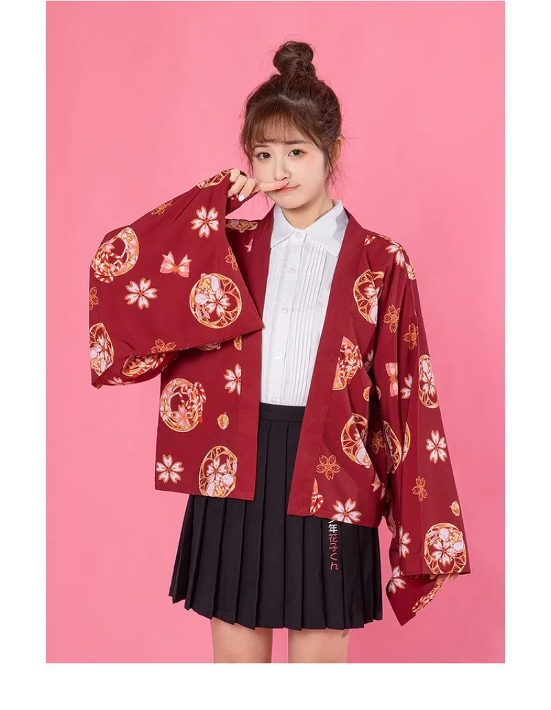 سترة هانفو يوكاتا المعدلة المستوحاة من الكلية على الطراز الياباني الحلو مع رداء كيمونو صيني قديم #4