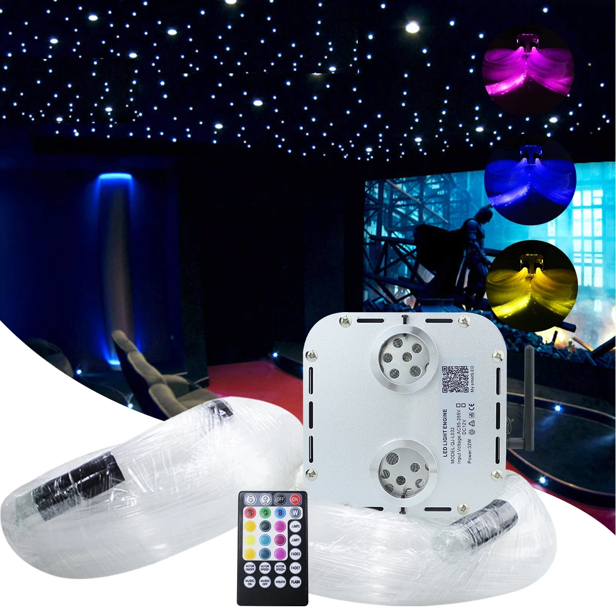 twinkle fiber optic star ceiling kit star ceiling cabo smart app starry sky iluminacao automovel 32w 5m 01