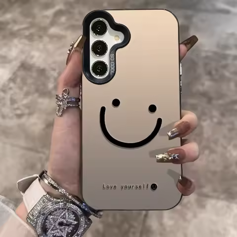 For Samsung Galaxy S25 S24 S23 Ultra S22 Plus S21 FE Case Color Silver Smile Cheeks Cover For A56 A55 A54 A53 A36 A25 A24 Funda