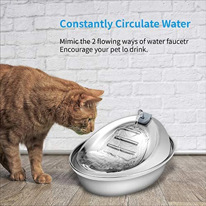 Cat Drinking Fountain Pet Water Feeder Stainless Steel Dog Water Dispenser for Dogs Cats Birds And Small Animals Water Bowl