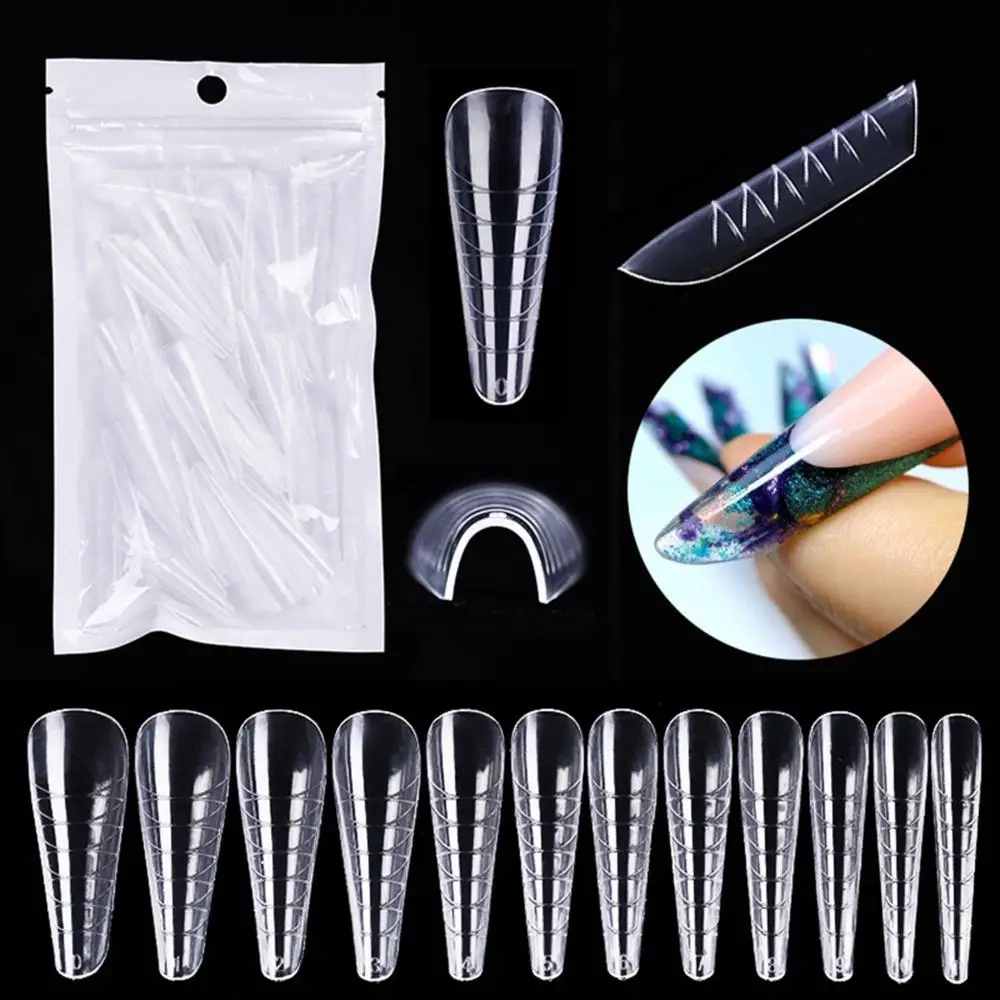 60Pcs Nail Dual Form False Nail Tips Extension For Building UV Acrylic Gel DIY Nail Mold Manicure Tools