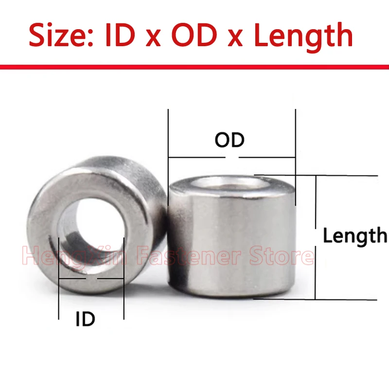 304 Stainless Steel Bushing ID 12mm OD 17/18/19mm Unthreaded Standoff Spacer Washer Gasket Round Hollow Sleeve Length 1-70mm
