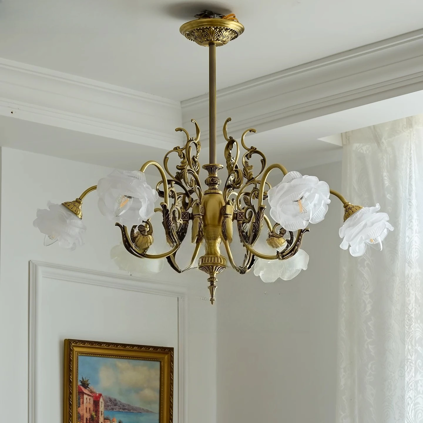 Lâmpada rococó antiga para sala de jantar, lustre retrô barroco para sala de estar e quarto