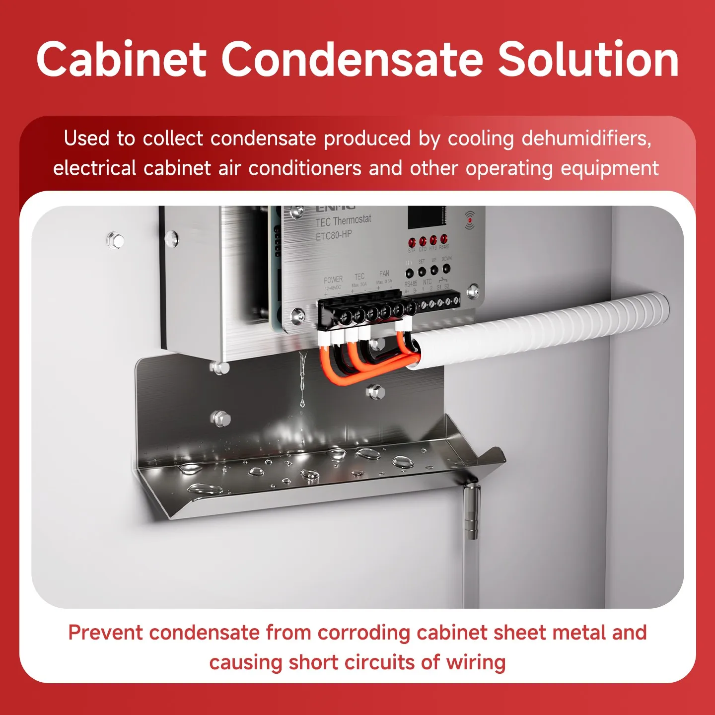 ENMG Semiconductor Cabinet Air Conditioner Dehumidifier Stainless Steel Condensate Tank for Control Panel Distribution Box
