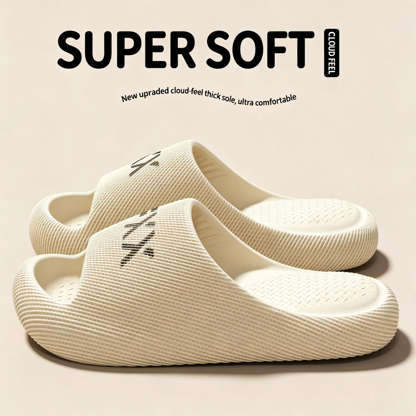Damen- und Herren-Hausschuhe, dicke, weiche Sohle, rutschfest, „Cloud“-Design, schnelltrocknend, superweich, Badeschuhe, Hausschuhe für drinnen und draußen. – Detail 2