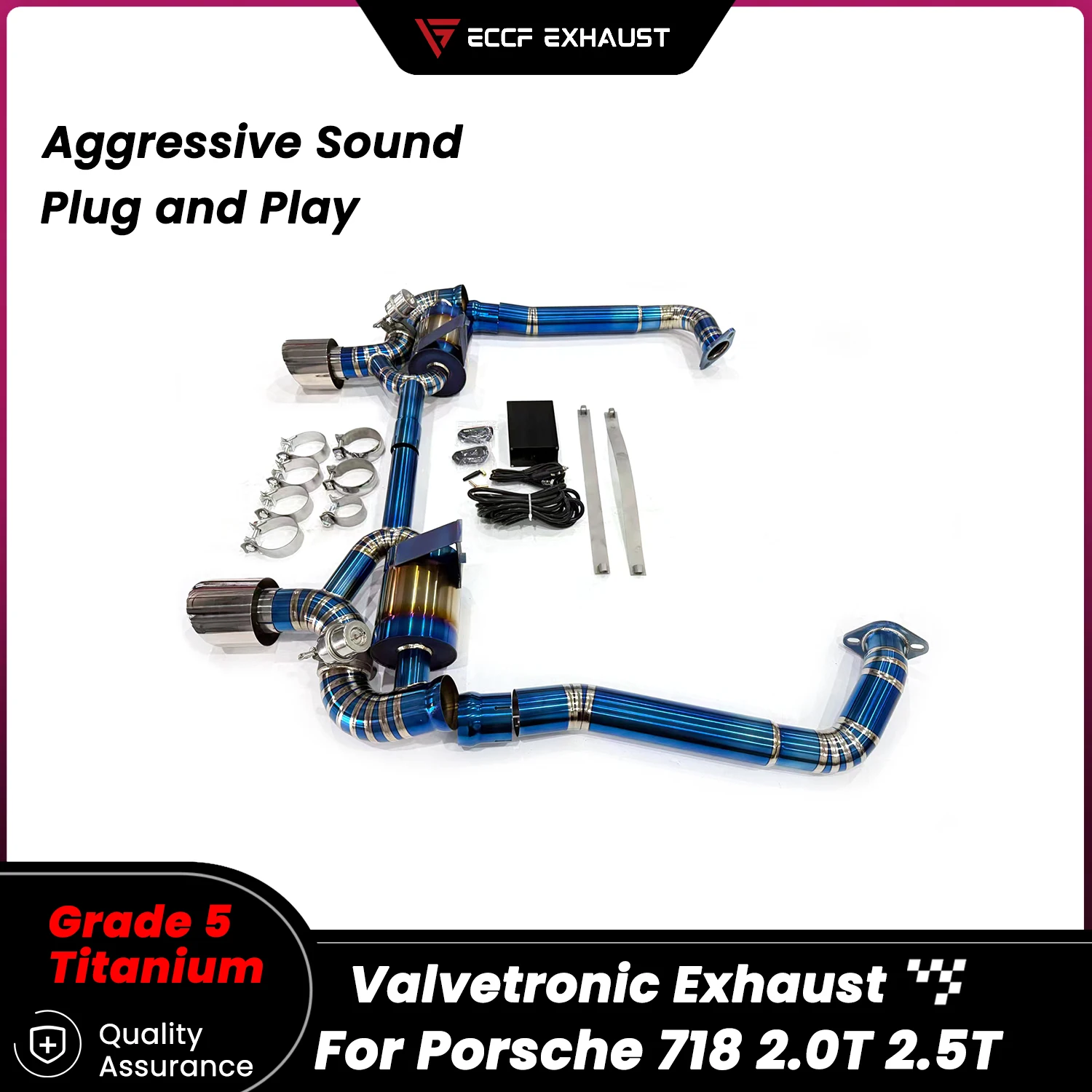 

Performance Upgrade ECCF Titanium Catback Exhaust GT4 Style For Porsche 718 2.0T 2.5T Race Sound Lightweight Easy Install ﻿