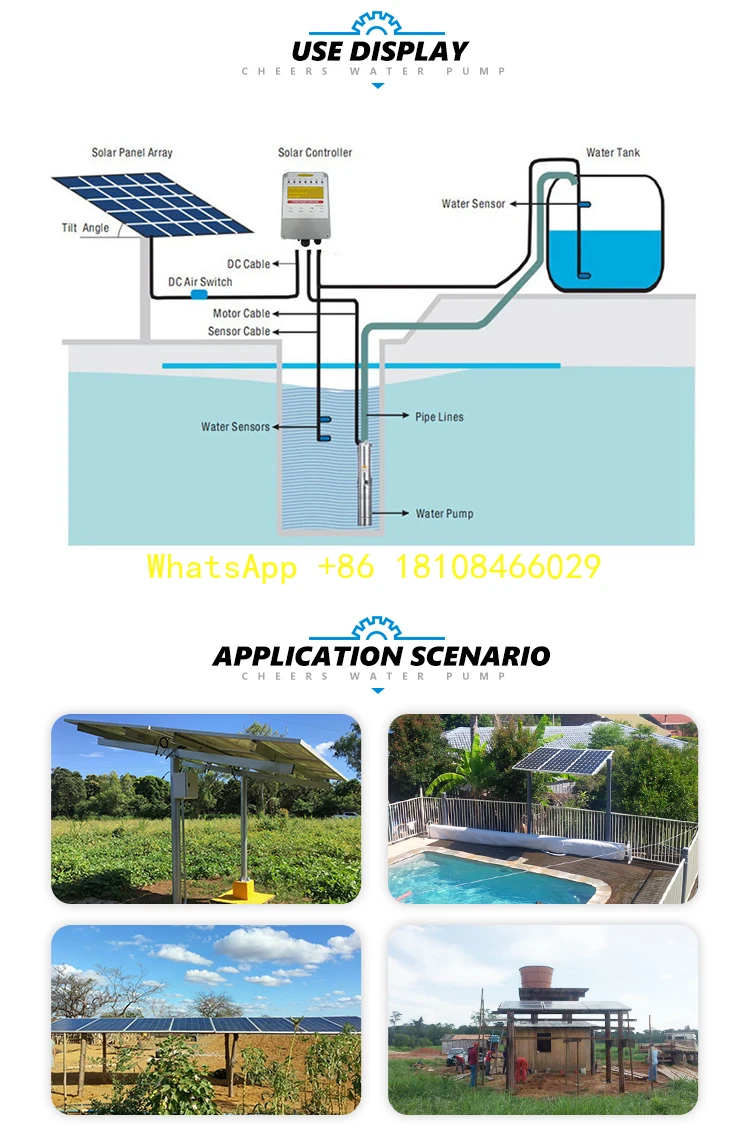 Bomba de agua de alta calidad, fácil instalación, cabezal máximo de 120m, 540W CC, bombas de riego solar