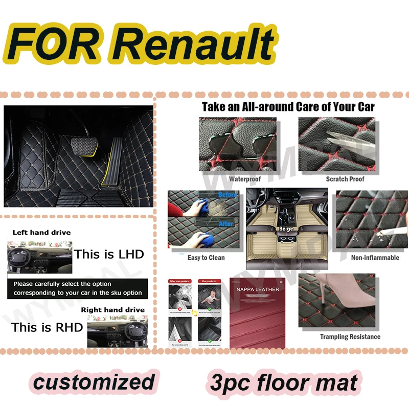 

LUXURY For Renault Captur (B Platform) 2018 2017 2016 2015 2014 2013 Car Floor Mats