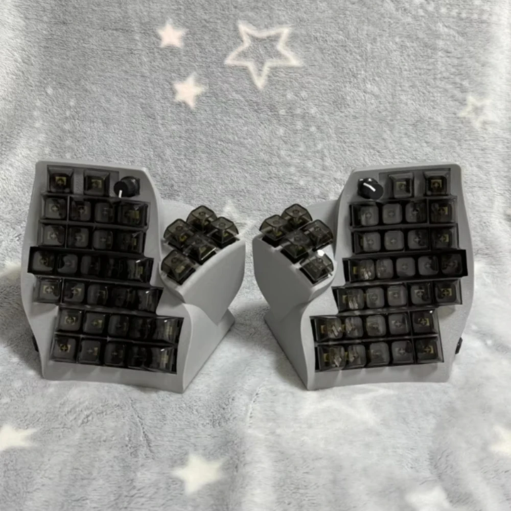 Clavert Vertical Split Keyboard Kit Customized Single-mode Wired Hotswap Curved Surface VIAL E-sports Gaming Office Keyboard DIY