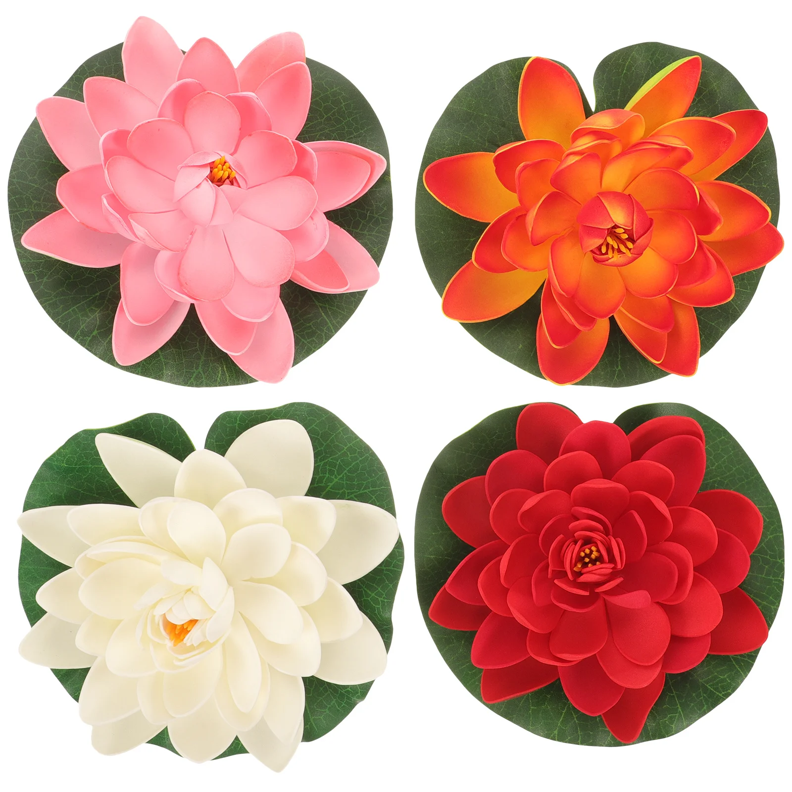 4Pcs Simulation Lotus Flower 17Cm Artificial Floating Water Lily for Pond Garden Decor Home Patio Ornament Plastic Plants